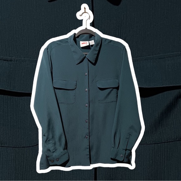 ❌SOLD❌Alia Ladies Sz 14 Emerald Green l/s Top - Picture 2 of 8